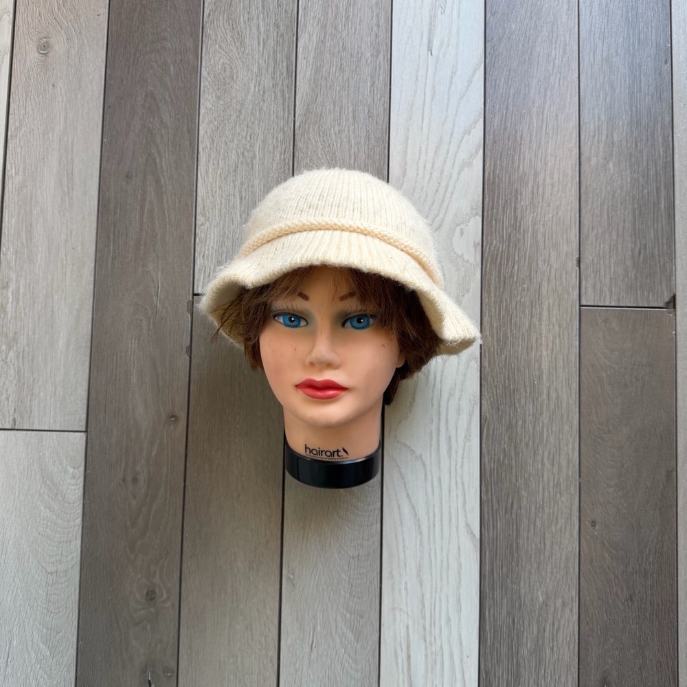 Aris Vintage Knit Brim Beige Women's Bucket Hat